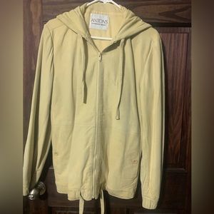 Anton’s Gentlemens apparel, lined, leather zip up hoodie shirt